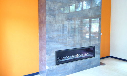 Slab and Large-Tile Fireplace